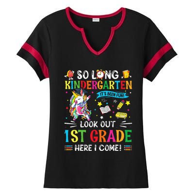 So Long Kindergarten 1st Grade Here I Come Graduation Cap Ladies Halftime Notch Neck Tee