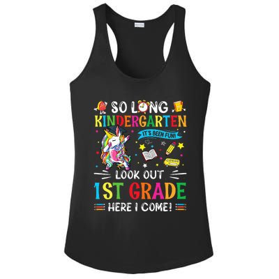 So Long Kindergarten 1st Grade Here I Come Graduation Cap Ladies PosiCharge Competitor Racerback Tank