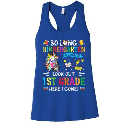 So Long Kindergarten 1st Grade Here I Come Graduation Cap Women's Racerback Tank