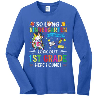 So Long Kindergarten 1st Grade Here I Come Graduation Cap Ladies Long Sleeve Shirt