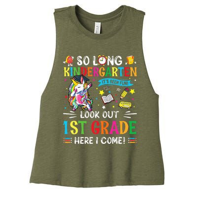 So Long Kindergarten 1st Grade Here I Come Graduation Cap Women's Racerback Cropped Tank