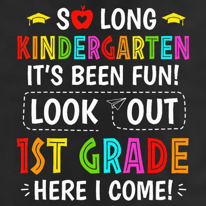 So Long Kindergarten 1st Grade Here I Come Graduation 7 Panel Mesh Trucker Snapback Hat