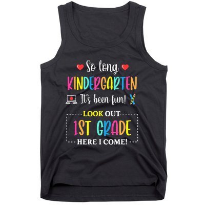 So Long Kindergarten 1st Grade Here I Come Back To School Tank Top