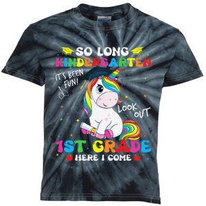 So Long Kindergarten 1st Grade Here I Come Unicorn Kids Tie-Dye T-Shirt