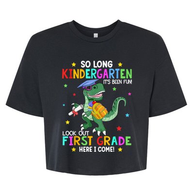 So Long Kindergarten Graduation Class Of Dinosaur Bella+Canvas Jersey Crop Tee