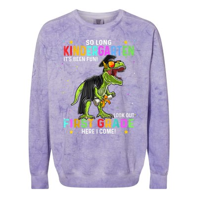 So Long Kindergarten Graduation Class Of Dinosaur Colorblast Crewneck Sweatshirt