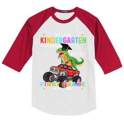 So Long Kindergarten Graduation Class Of Dinosaur Kids Colorblock Raglan Jersey