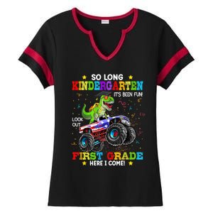 So Long Kindergarten Graduation Class Of Dinosaur Ladies Halftime Notch Neck Tee