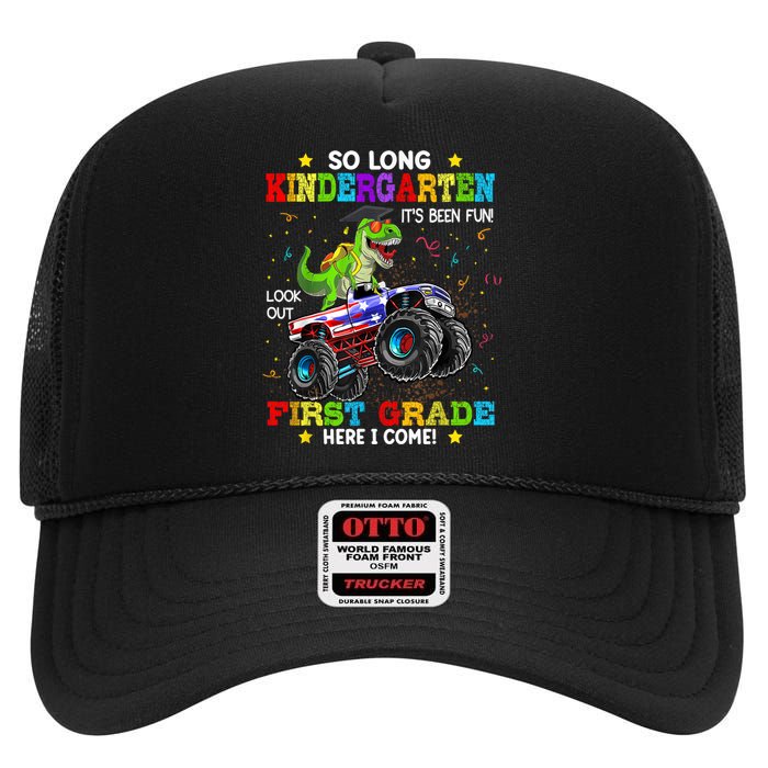 So Long Kindergarten Graduation Class Of Dinosaur High Crown Mesh Back Trucker Hat