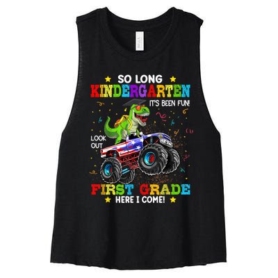 So Long Kindergarten Graduation Class Of Dinosaur Women's Racerback Cropped Tank