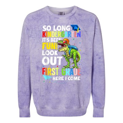 So Long Kindergarten Graduation Class Of Dinosaur Colorblast Crewneck Sweatshirt