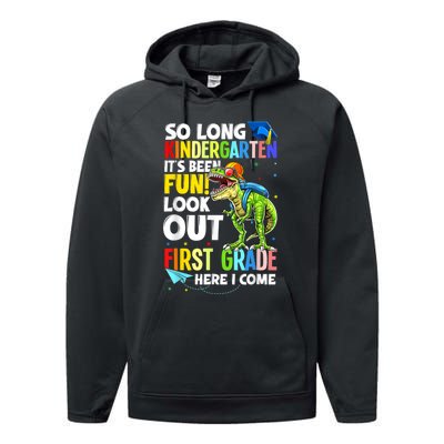 So Long Kindergarten Graduation Class Of Dinosaur Performance Fleece Hoodie