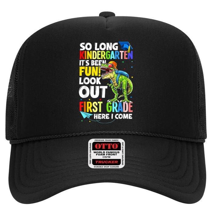 So Long Kindergarten Graduation Class Of Dinosaur High Crown Mesh Back Trucker Hat