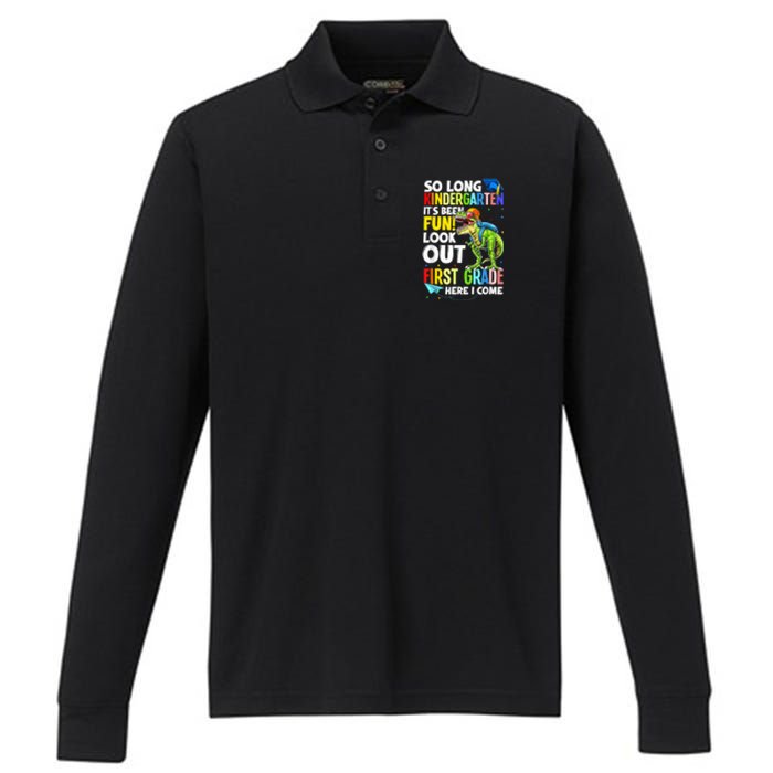 So Long Kindergarten Graduation Class Of Dinosaur Performance Long Sleeve Polo