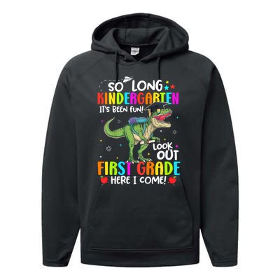 So Long Kindergarten Graduation Class Of Dinosaur Performance Fleece Hoodie