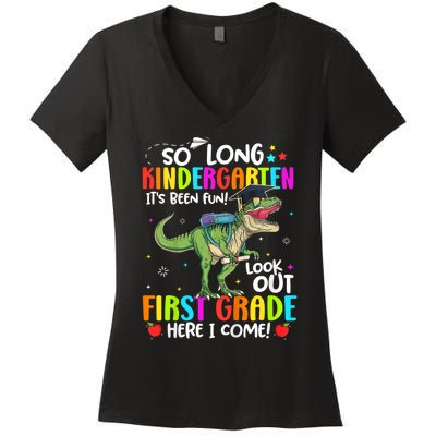 So Long Kindergarten Graduation Class Of Dinosaur Women's V-Neck T-Shirt