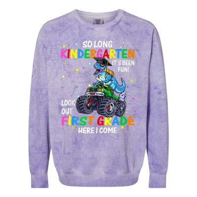 So Long Kindergarten Graduation Class Of Dinosaur Colorblast Crewneck Sweatshirt