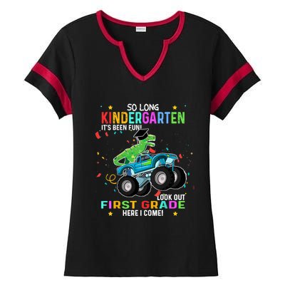 So Long Kindergarten First Day 1st Grade Tgiftrex Monster Truck Meaningful Gift Ladies Halftime Notch Neck Tee