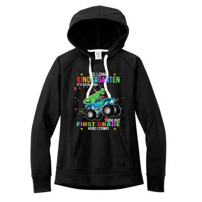 So Long Kindergarten First Day 1st Grade Tgiftrex Monster Truck Meaningful Gift Women's Fleece Hoodie