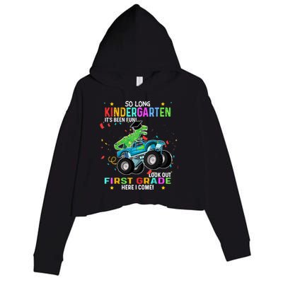 So Long Kindergarten First Day 1st Grade Tgiftrex Monster Truck Meaningful Gift Crop Fleece Hoodie