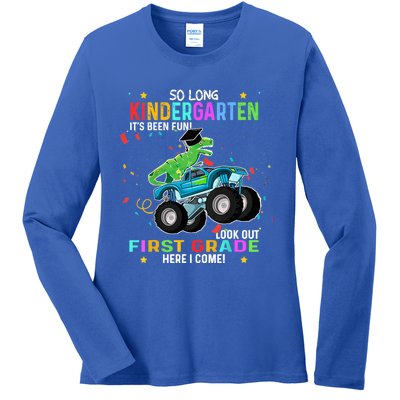 So Long Kindergarten First Day 1st Grade Tgiftrex Monster Truck Meaningful Gift Ladies Long Sleeve Shirt