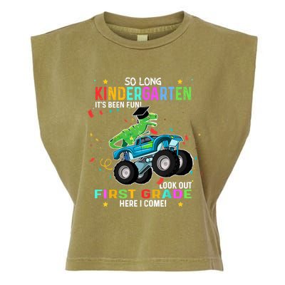 So Long Kindergarten First Day 1st Grade Tgiftrex Monster Truck Meaningful Gift Garment-Dyed Women's Muscle Tee