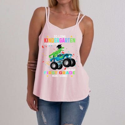 So Long Kindergarten First Day 1st Grade Tgiftrex Monster Truck Meaningful Gift Women's Strappy Tank