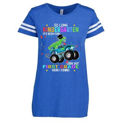 So Long Kindergarten First Day 1st Grade Tgiftrex Monster Truck Meaningful Gift Enza Ladies Jersey Football T-Shirt