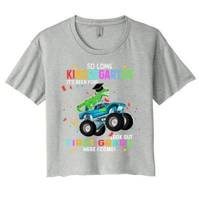 So Long Kindergarten First Day 1st Grade Tgiftrex Monster Truck Meaningful Gift Women's Crop Top Tee