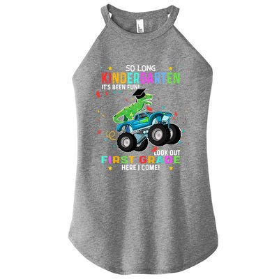 So Long Kindergarten First Day 1st Grade Tgiftrex Monster Truck Meaningful Gift Women's Perfect Tri Rocker Tank