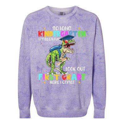 So Long Kindergarten Graduation Class Of Dinosaur Colorblast Crewneck Sweatshirt