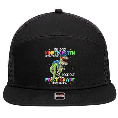 So Long Kindergarten Graduation Class Of Dinosaur 7 Panel Mesh Trucker Snapback Hat