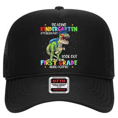 So Long Kindergarten Graduation Class Of Dinosaur High Crown Mesh Back Trucker Hat