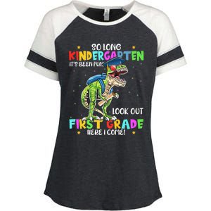 So Long Kindergarten Graduation Class Of Dinosaur Enza Ladies Jersey Colorblock Tee