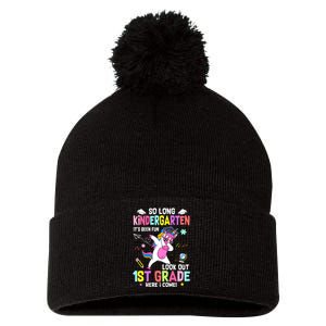 So Long Kindergarten Its Been Fun Look Out 1st Grade Unicorn Pom Pom 12in Knit Beanie