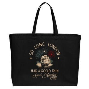 So Long London Had A Good Run Funny 4th Of July Cotton Canvas Jumbo Tote