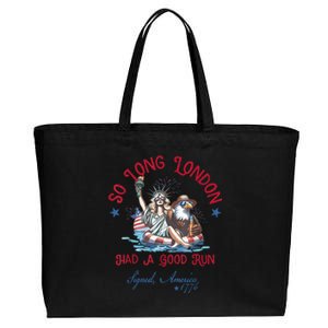 So Long London Had Good Run Funny Independence Day July 4th Cotton Canvas Jumbo Tote