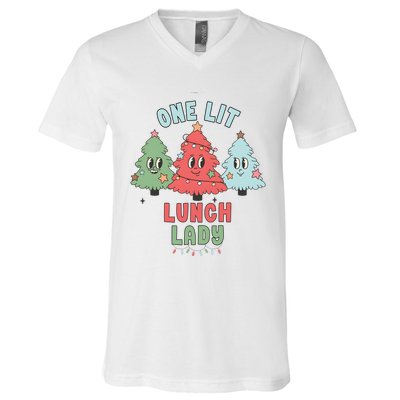 School Lunch Lady Christmas Holiday Christmas V-Neck T-Shirt