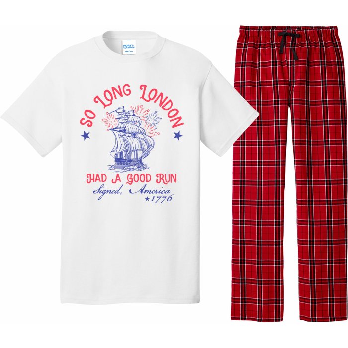 So Long London Had A Good Run Funny 4th Of July Pajama Set