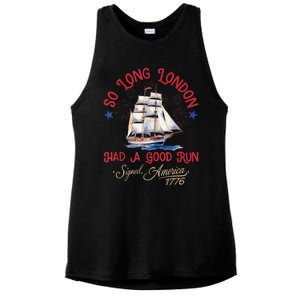 So Long London Had A Good Run Funny 4th Of July Ladies PosiCharge Tri-Blend Wicking Tank