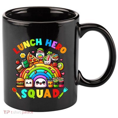 School Lunch Lady Squad A Food Team Rainbow Lunch Hero Squad Gift 11oz C Handle Ceramic Mug