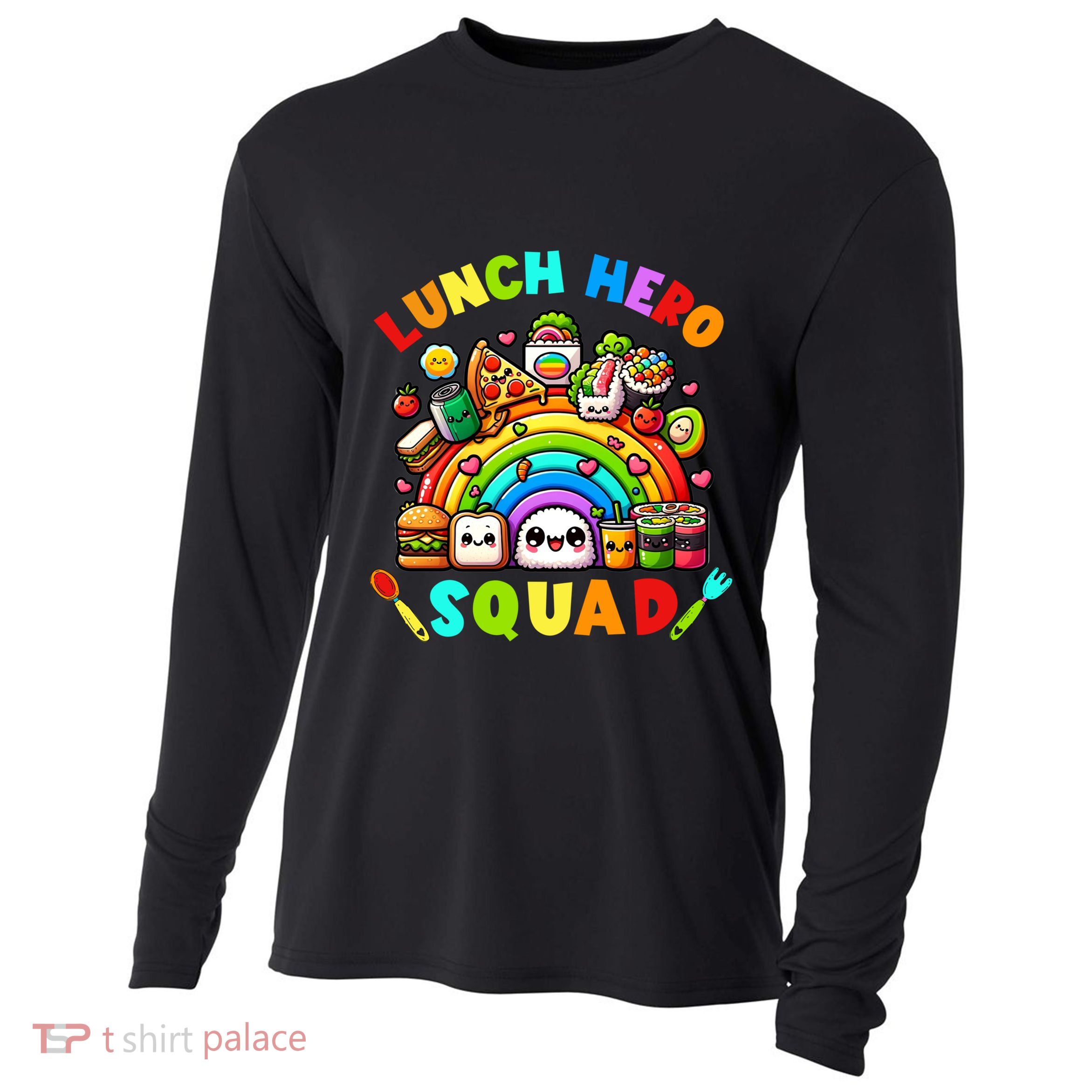 School Lunch Lady Squad A Food Team Rainbow Lunch Hero Squad Gift Cooling Performance Long Sleeve Crew