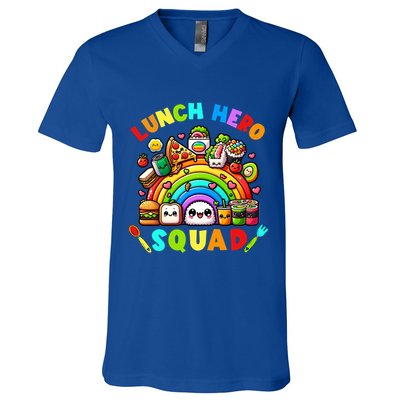 School Lunch Lady Squad A Food Team Rainbow Lunch Hero Squad Gift V-Neck T-Shirt