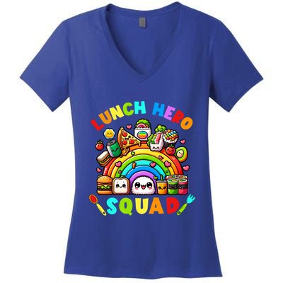 School Lunch Lady Squad A Food Team Rainbow Lunch Hero Squad Gift Women's V-Neck T-Shirt