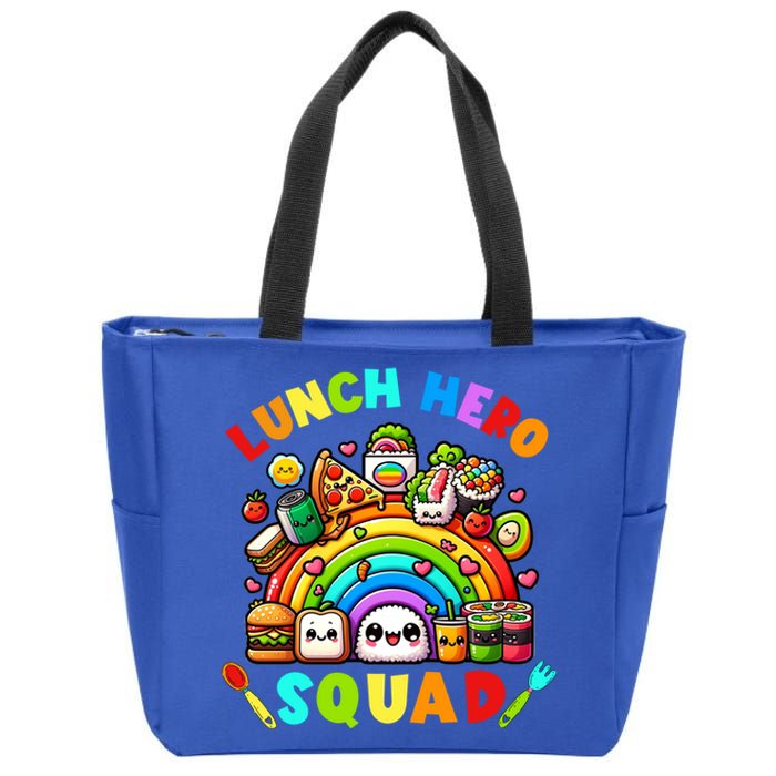 School Lunch Lady Squad A Food Team Rainbow Lunch Hero Squad Gift Zip Tote Bag