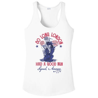 So Long London Had A Good Run Funny 4th Of July Ladies PosiCharge Competitor Racerback Tank