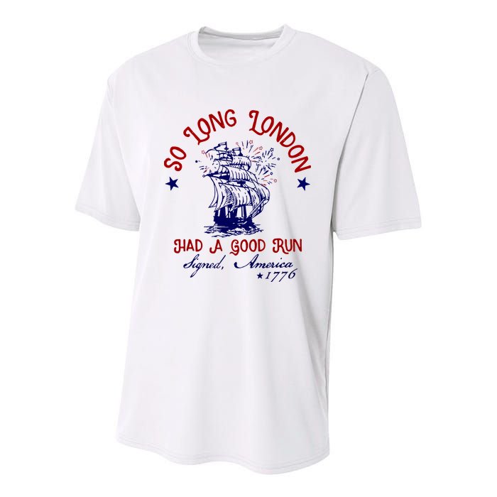 So Long London 4th Of July Youth Performance Sprint T-Shirt