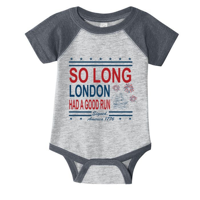 So Long London Had A Good Run Taylor Lover Infant Baby Jersey Bodysuit