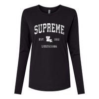 Supreme Louisiana La Vintage Athletic Sports Design Womens Cotton Relaxed Long Sleeve T-Shirt