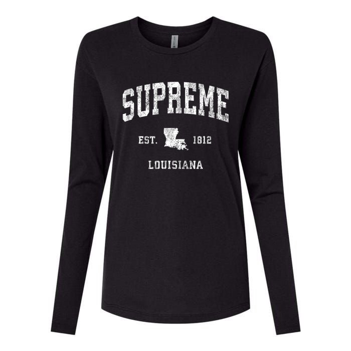 Supreme Louisiana La Vintage Athletic Sports Design Womens Cotton Relaxed Long Sleeve T-Shirt